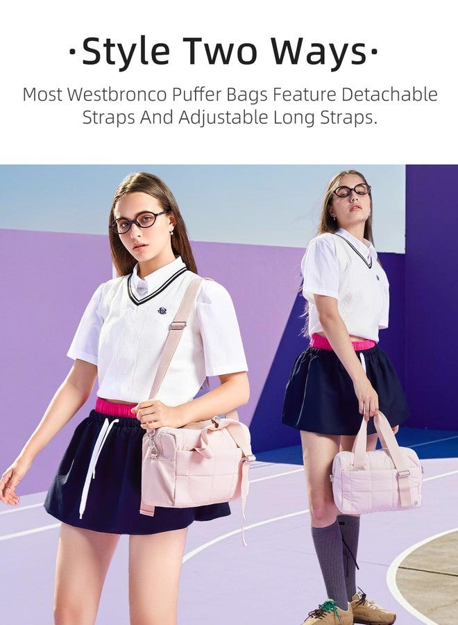WESTBRONCO Mini Gym Bag for Women, Quilted Small Duffle Bag for Travel with Detachable Strap, Puffer Small Crossbody Bags for Women - Image 4